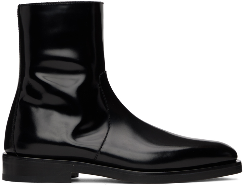 Ferragamo Black Calfskin Boots In Nero || New Biscotto