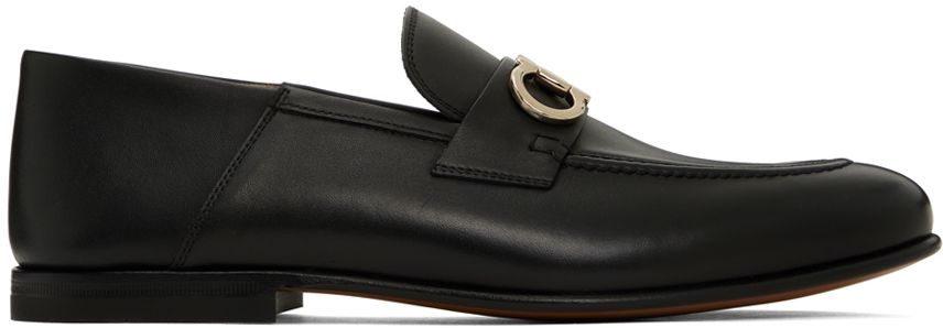 Ferragamo Black Gancini Loafers In Nero || New Biscotto