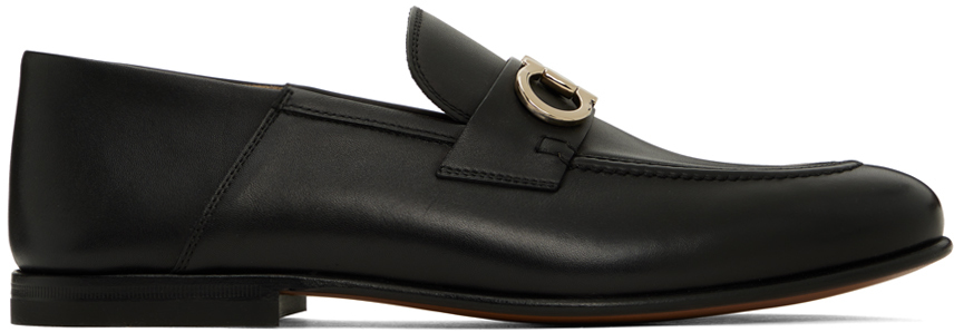 Black Gancini Loafers by Ferragamo on Sale