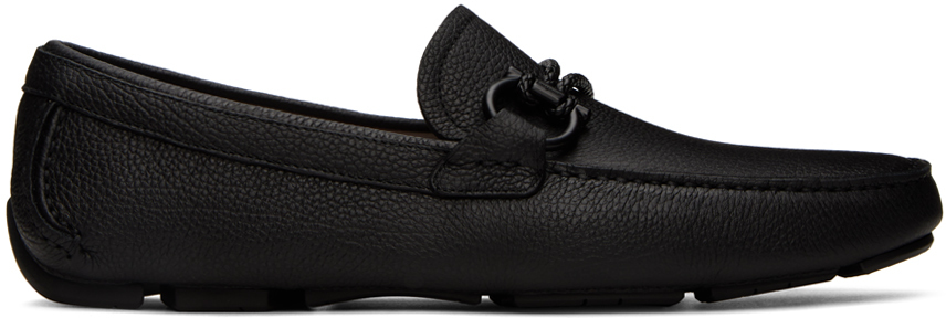 Shop Ferragamo Black Driver Loafers In Nero || Light Grey |