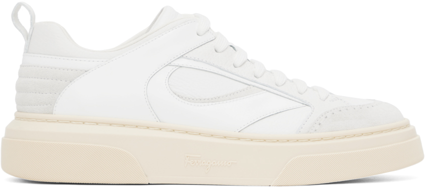 Shop Ferragamo White Cassina Sneakers In Bianco 511 || Bianco