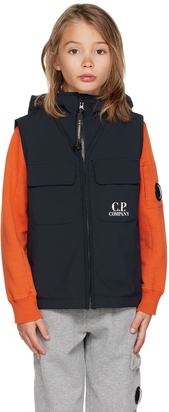 C.p. Company Kids' Goggle Hooded Vest In 888 Total Eclipse