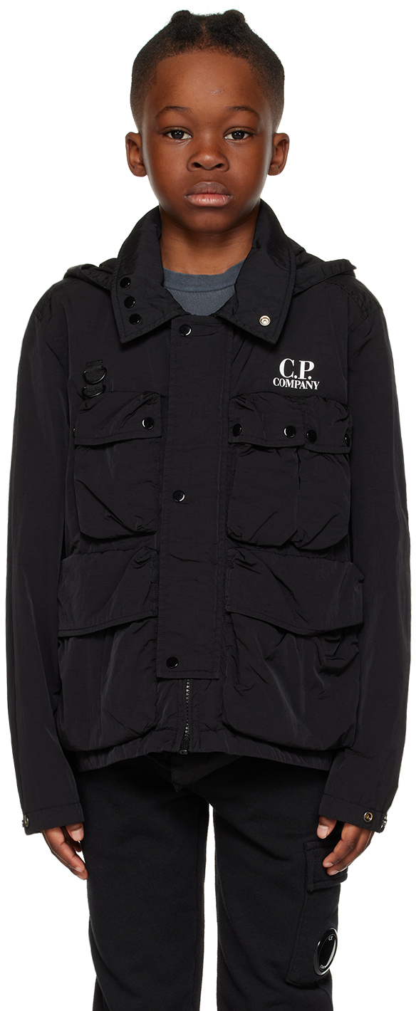 C.p. Company Kids Black Goggle Jacket In 999 Black
