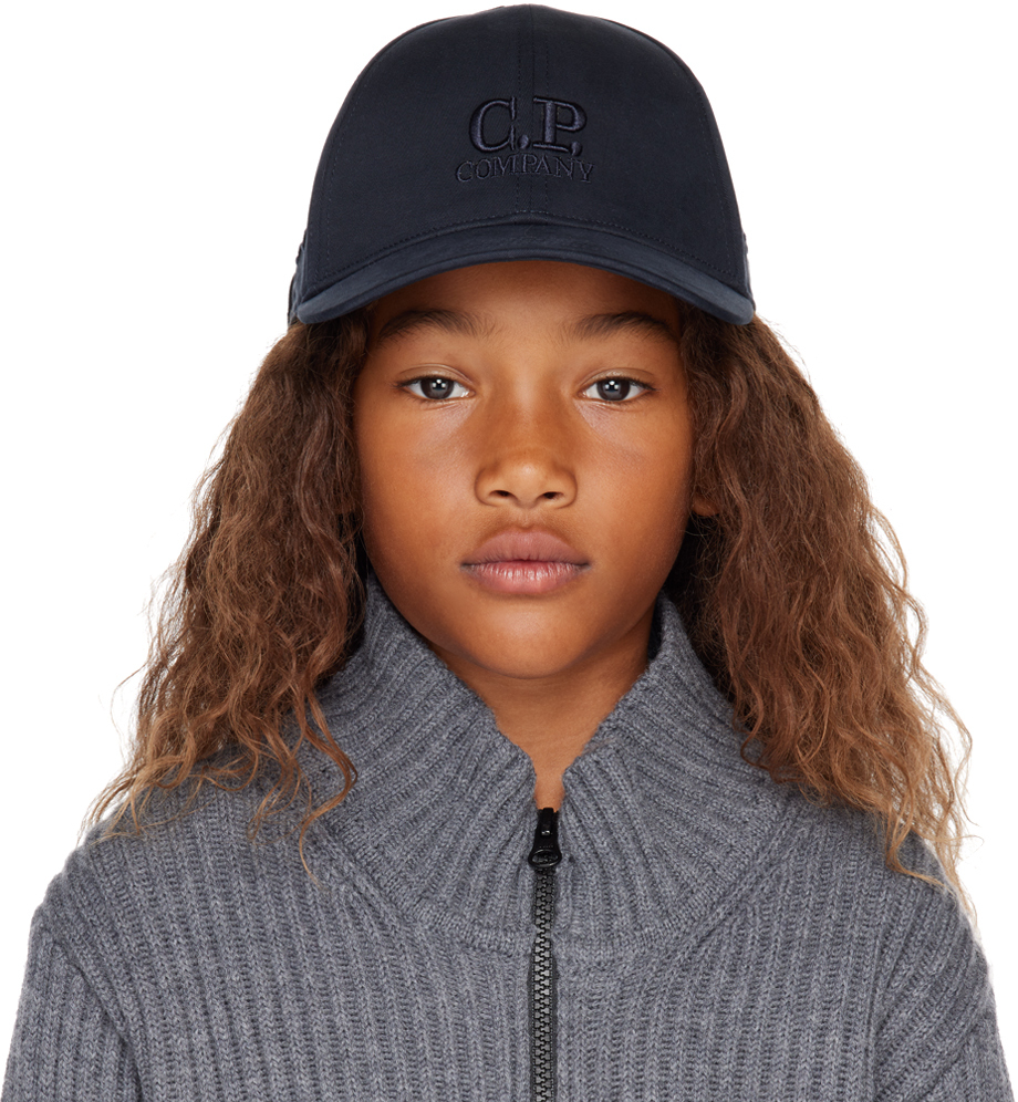 Kids Navy Embroidered Cap by C.P. Company Kids on Sale