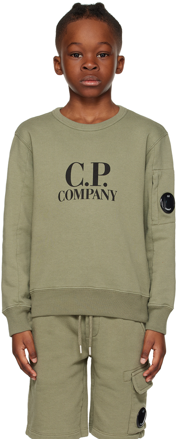 C.p. Company Kids Green Basic Sweatshirt In 648 Bronze Green