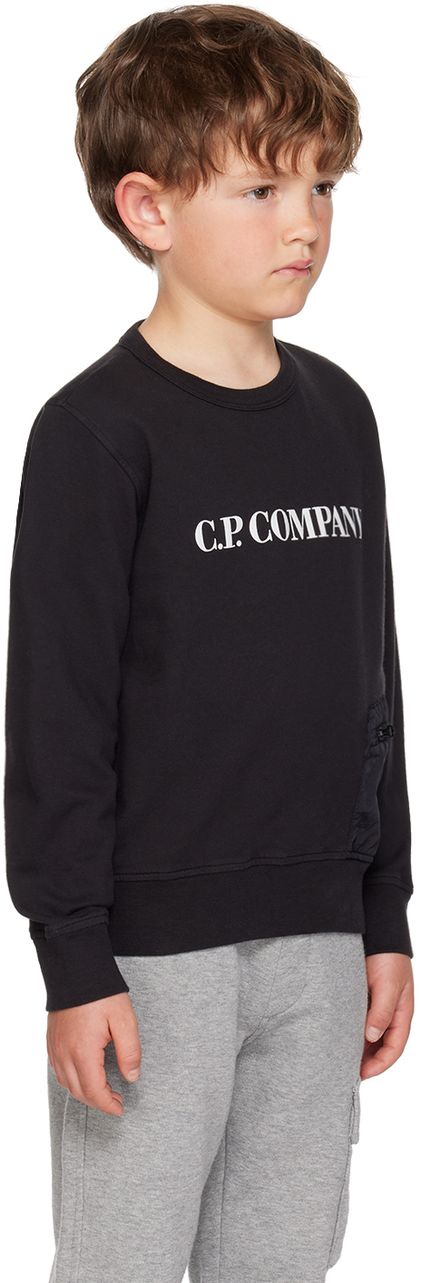 C.p. Company Cp Company Boys Black Kids Brand-print Cotton Sweatshirt 6-14 Years In 999 Black
