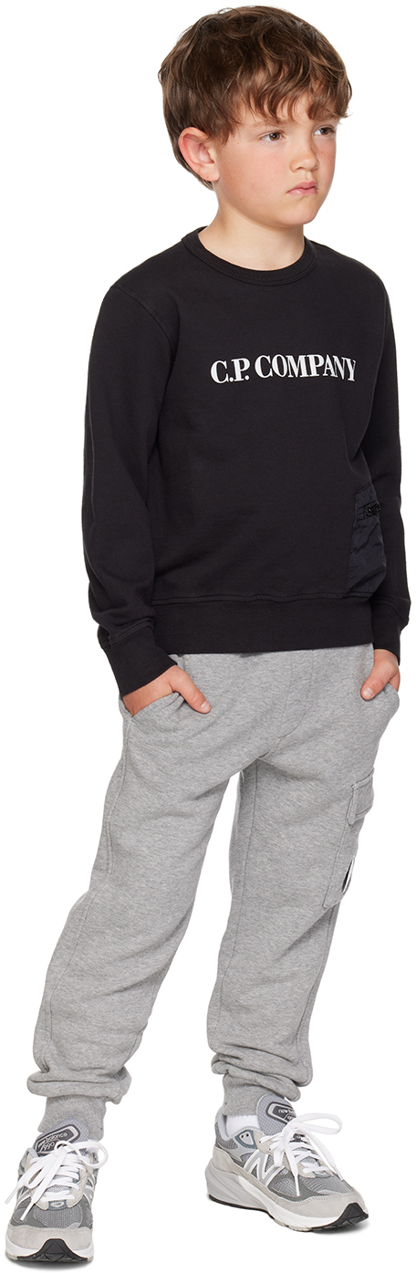 C.p. Company Cp Company Boys Black Kids Brand-print Cotton Sweatshirt 6-14 Years In 999 Black