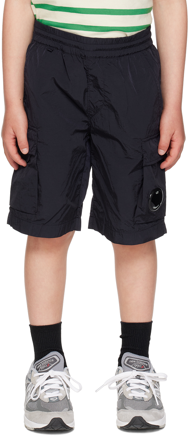 C.p. Company Kids Navy Garment-dyed Cargo Shorts In 888 Total Eclipse