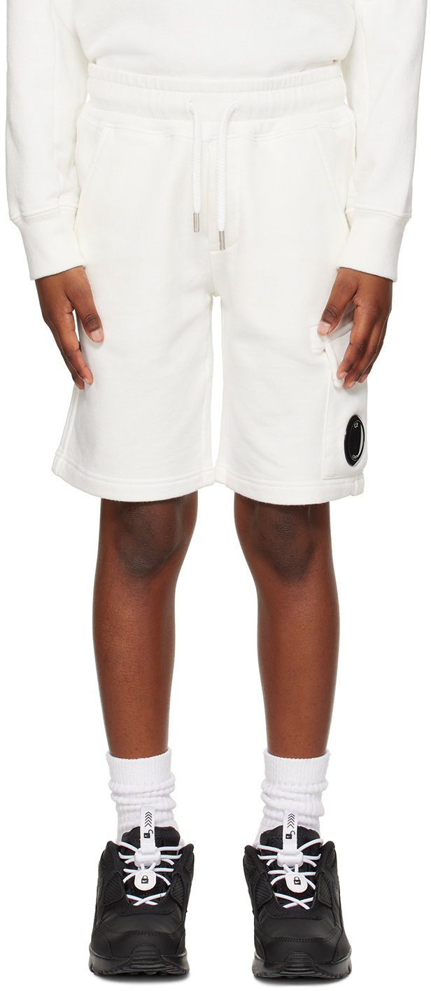 Shop C.p. Company Kids White Basic Shorts In 103 Gauze White