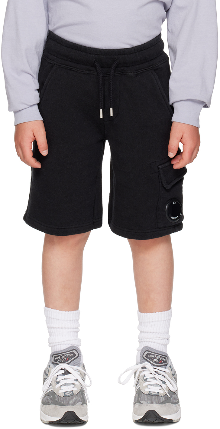 Shop C.p. Company Kids Black Basic Cargo Shorts In 999 Black
