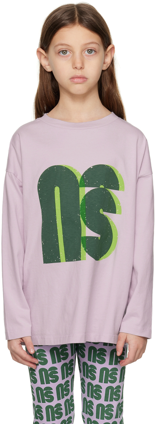 Main Story Kids Purple Printed Long Sleeve T-shirt In Misty Lilac