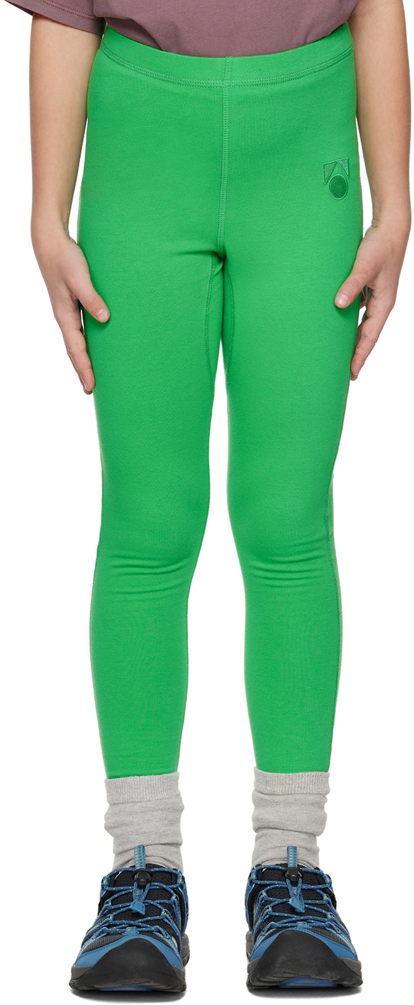 Main Story Kids Green Embroidered Leggings In Island Green