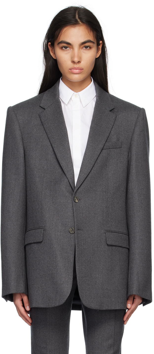 ANOUKI single-breasted wool blazer - Grey