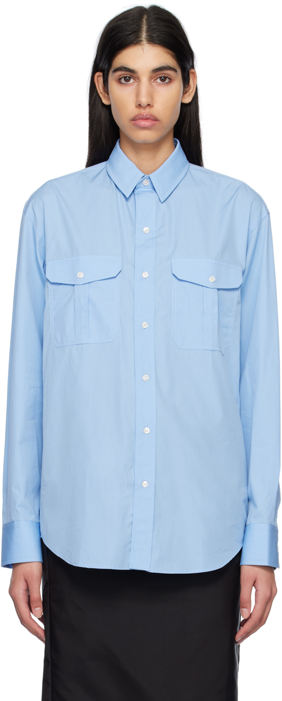 Blue Oversize Shirt by WARDROBE.NYC on Sale