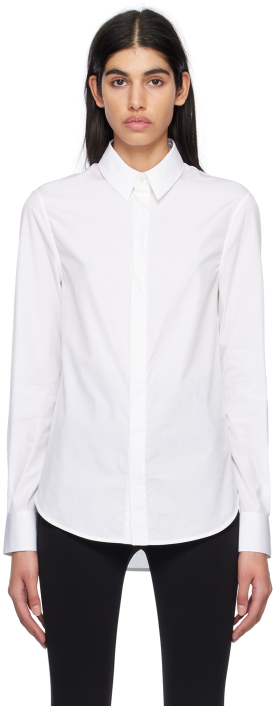 White Spread Collar Shirt by WARDROBE.NYC on Sale