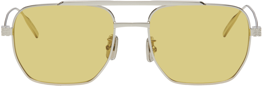 Givenchy Silver & Yellow Speed Sunglasses In Shiny Palladium / Ro