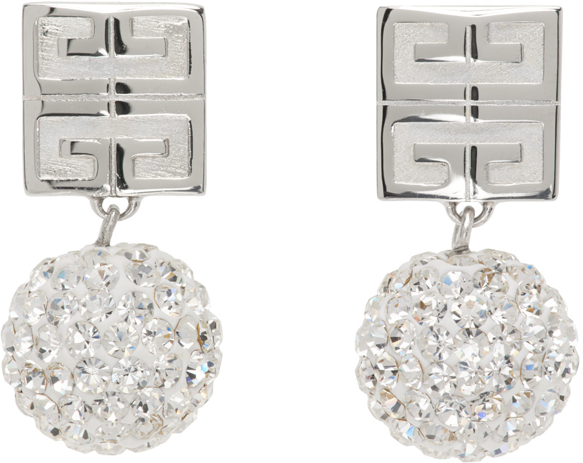 Givenchy 4g Stud Crystal Ball Earrings In Silvery