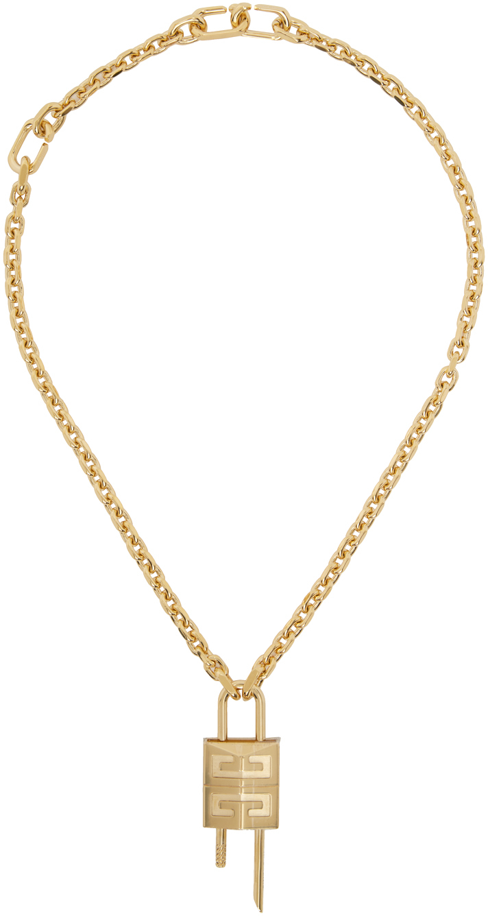 Givenchy Gold 4g Padlock Necklace In 710 Golden Yellow