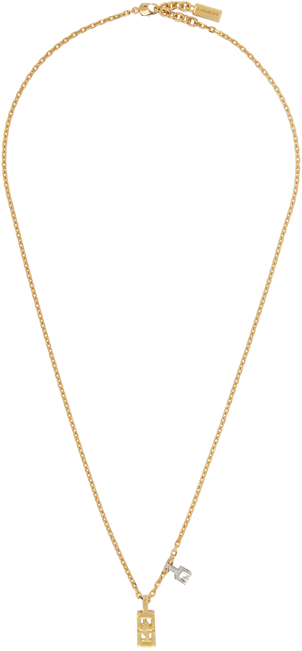 Givenchy: Gold G Cube Pendant Necklace | SSENSE