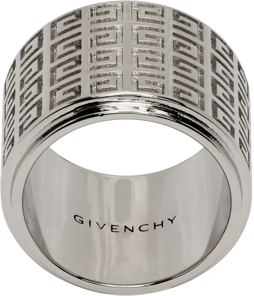 Givenchy Silver Engraved Ring In 040 Silvery