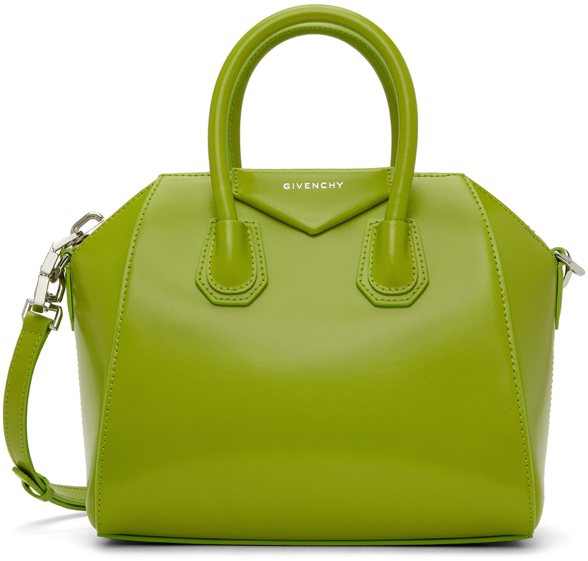 Givenchy Antigona Mini Grained Leather Bag, Green, Women's, Handbags & Purses Satchels