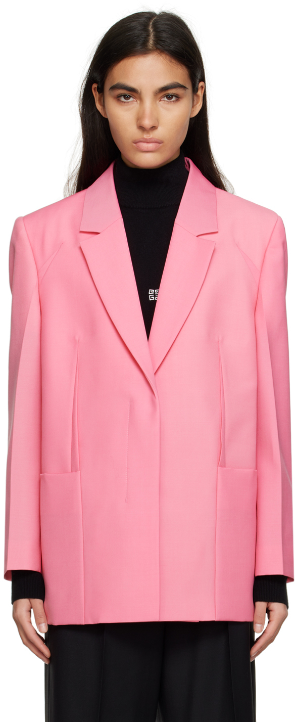 Shop Givenchy Pink Oversized Blazer In 670 Bright Pink