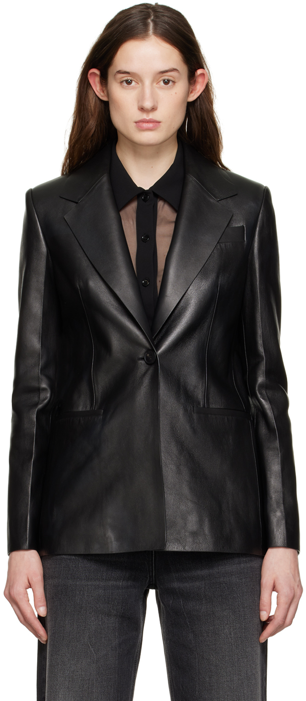 Givenchy: Black Single-Button Leather Jacket | SSENSE