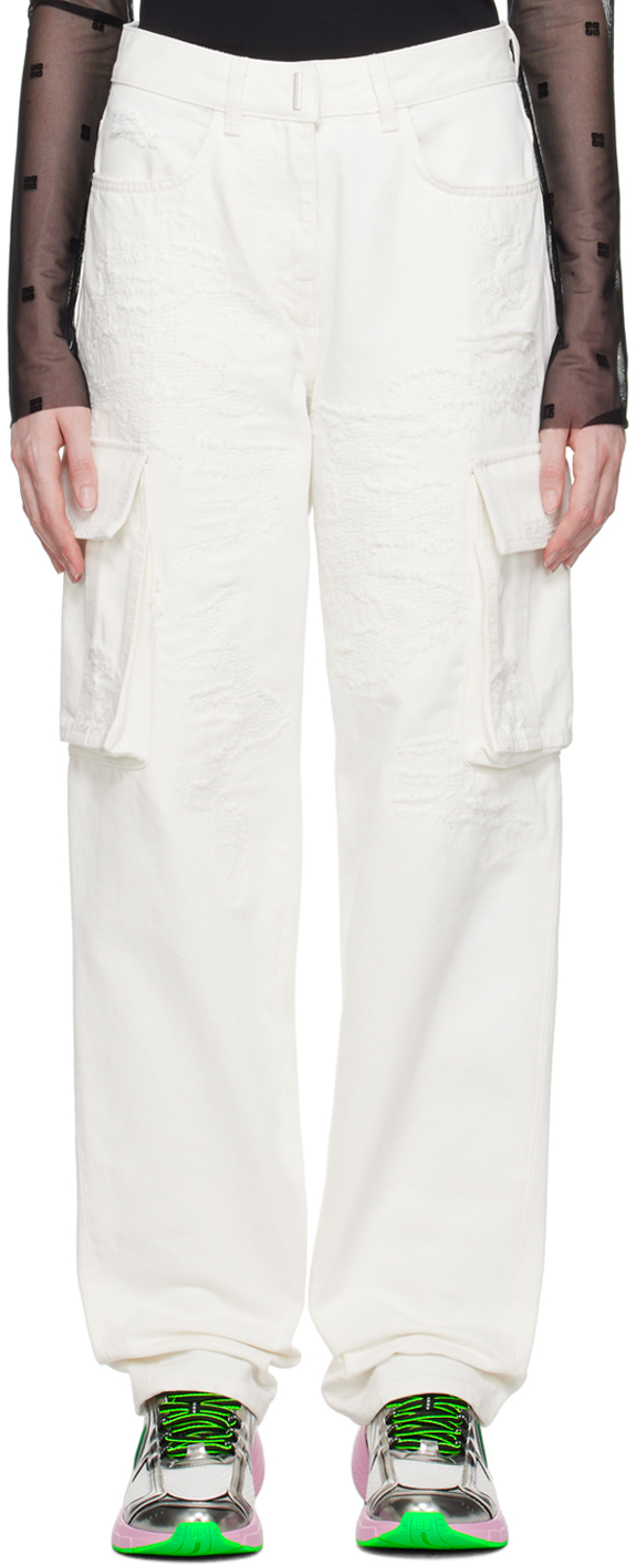 Givenchy Women's Oversized Cargo Trousers In Denim In White
