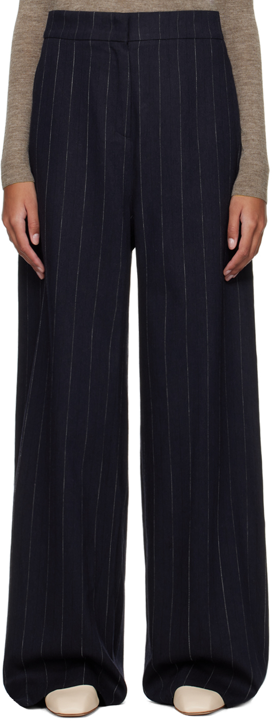 KASSL Editions Navy Pinstripe Trousers