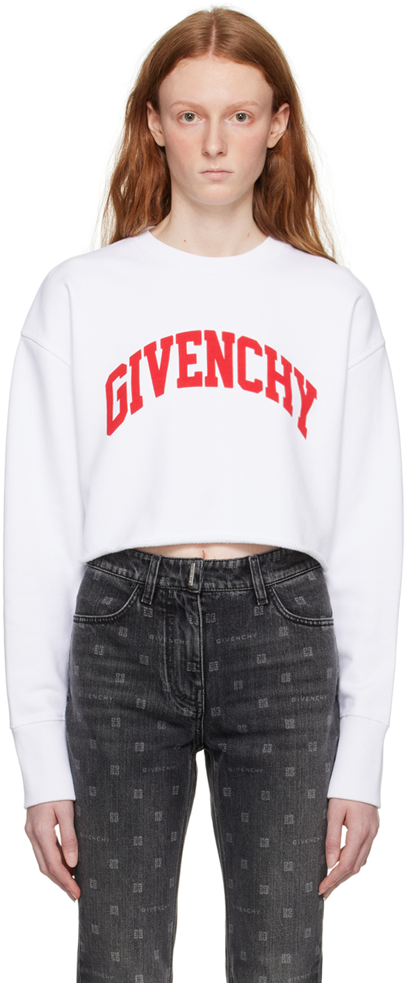 Givenchy Cropped Sweatshirt In White Red