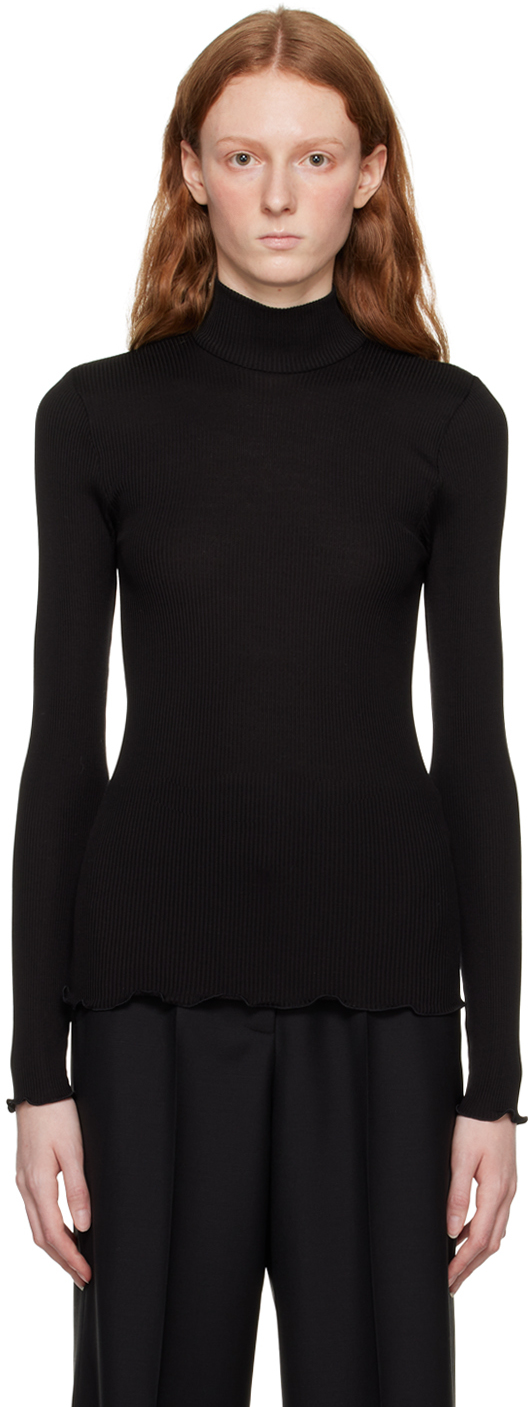 Givenchy Black Cutout Turtleneck In 001 Black