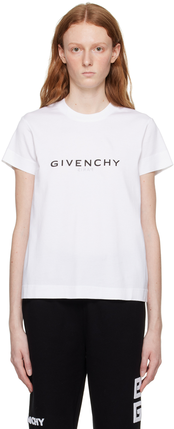 Givenchy Womens White Logo-print Slim-fit Cotton-jersey T-shirt Xs In 100 White