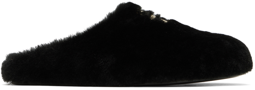 Givenchy Black Shearling Monogram Slippers | Smart Closet