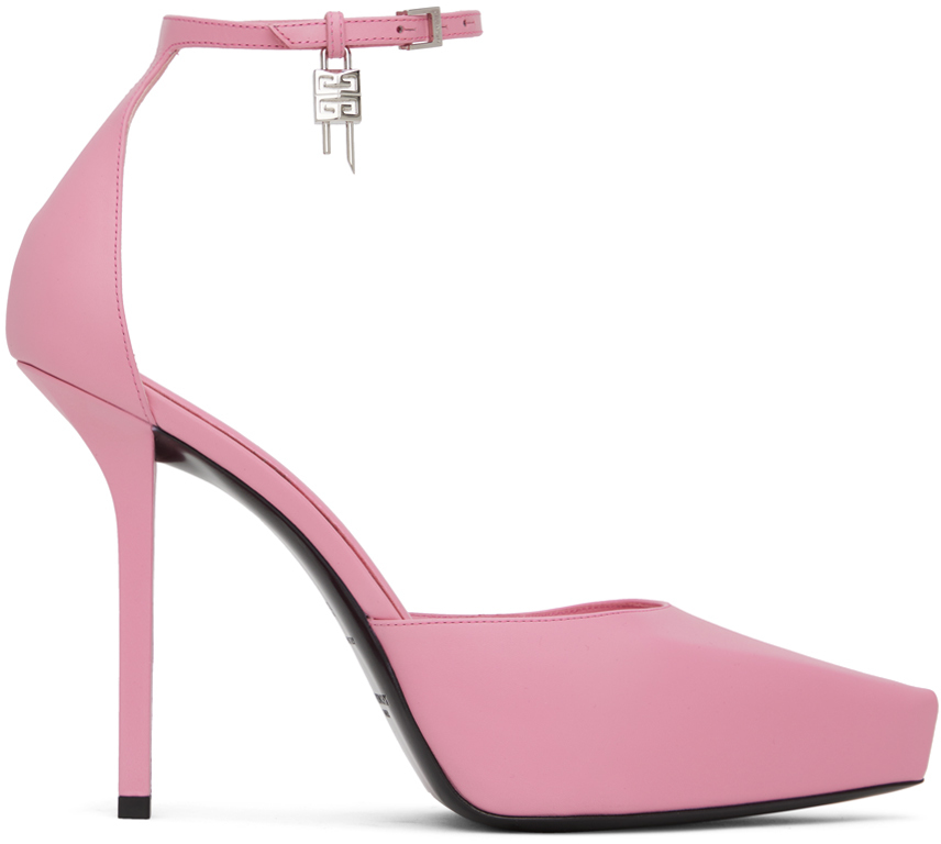 Givenchy Women's G Lock 110 Leather Ankle-strap Platform Pumps In Pink