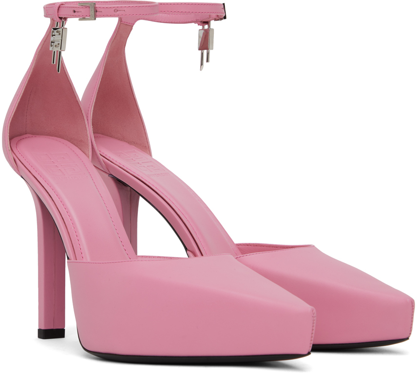 Givenchy Pink G-lock Platform Heels In 670 Bright Pink