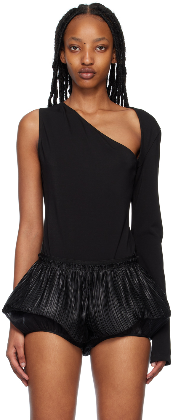 Givenchy Black Single-shoulder Bodysuit In 001 Black