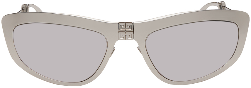 Givenchy Mirrored D-frame Silver-tone Sunglasses In Shiny Palladium / Sm