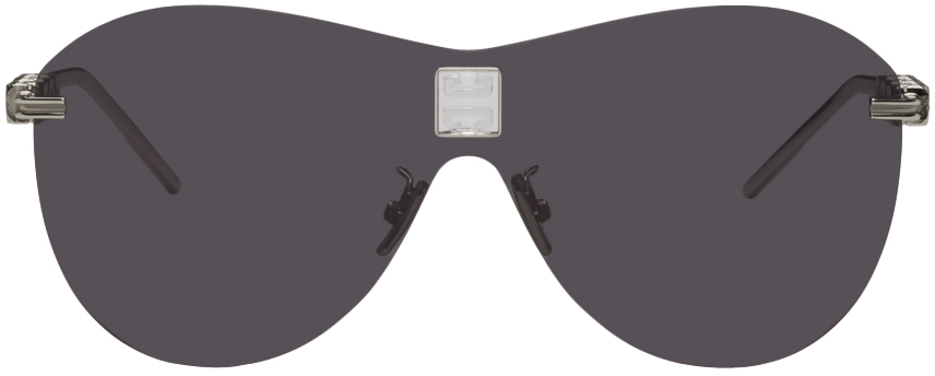 Givenchy Silver 4gem Sunglasses In Black Smoke Mirror