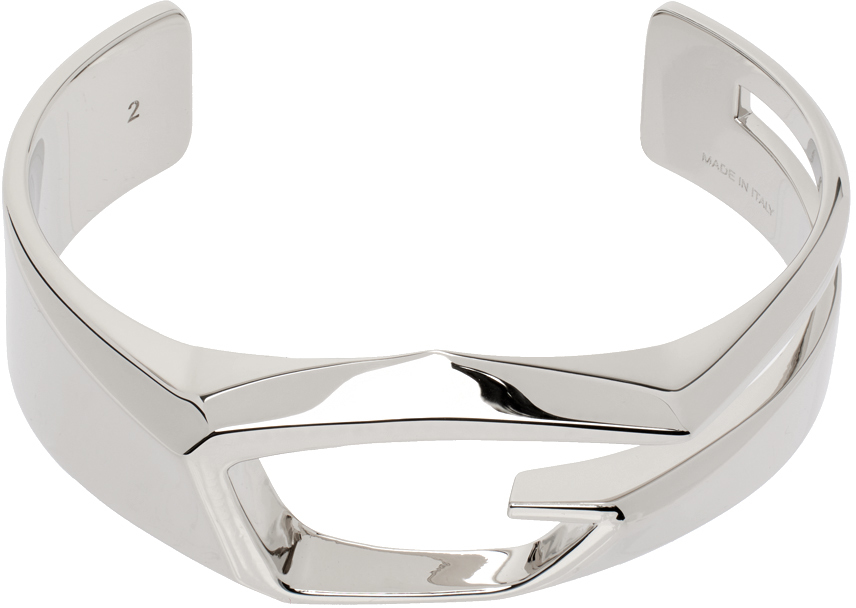 Silver G Cut Cuff Bracelet