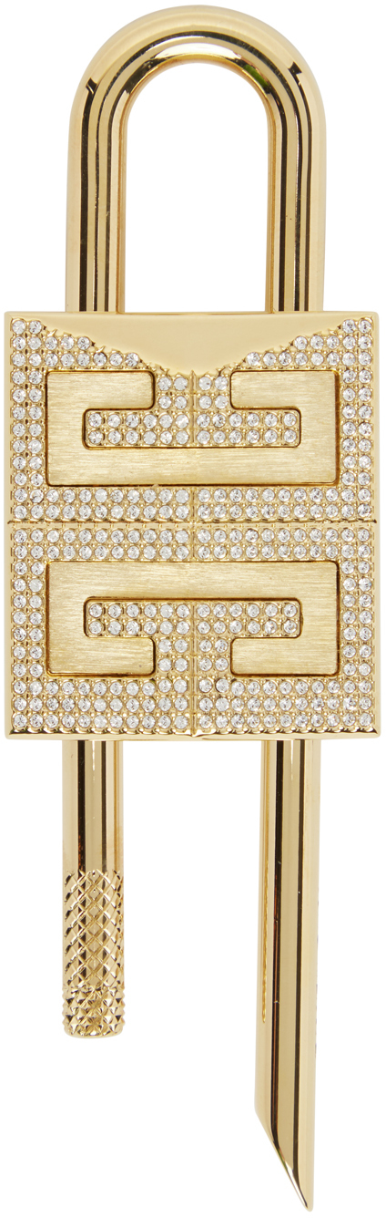 Givenchy Gold Small 4g Padlock Keychain In 710-golden Yellow