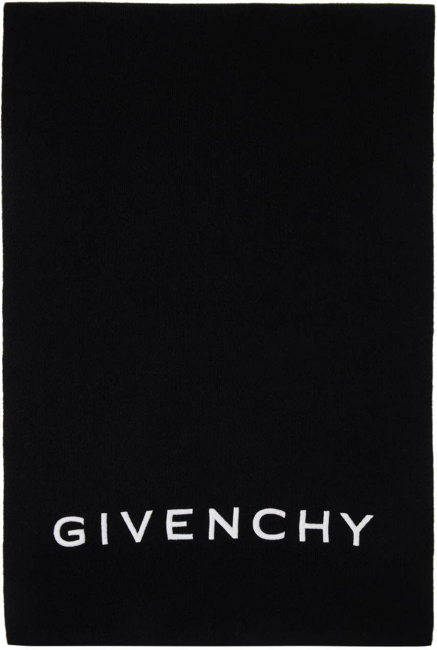 Givenchy Intarsia-knit Logo Scarf In Black / White