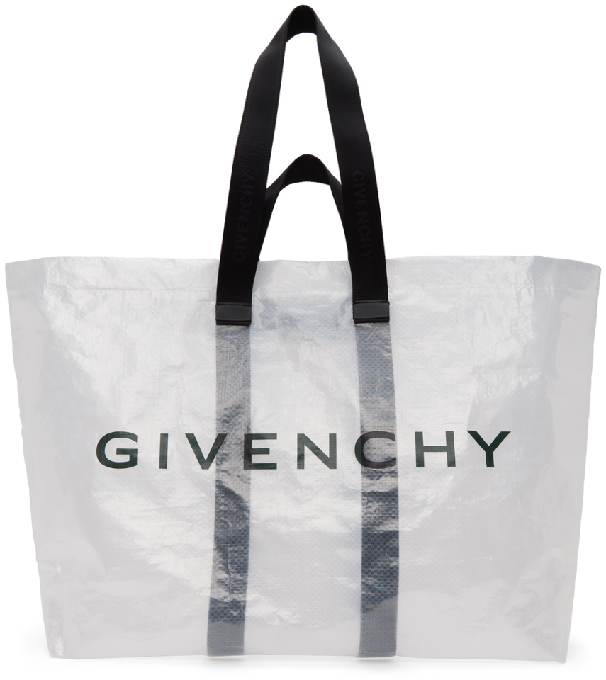 Shop Givenchy Transparent G-shopper Xl Tote In 004-black/white