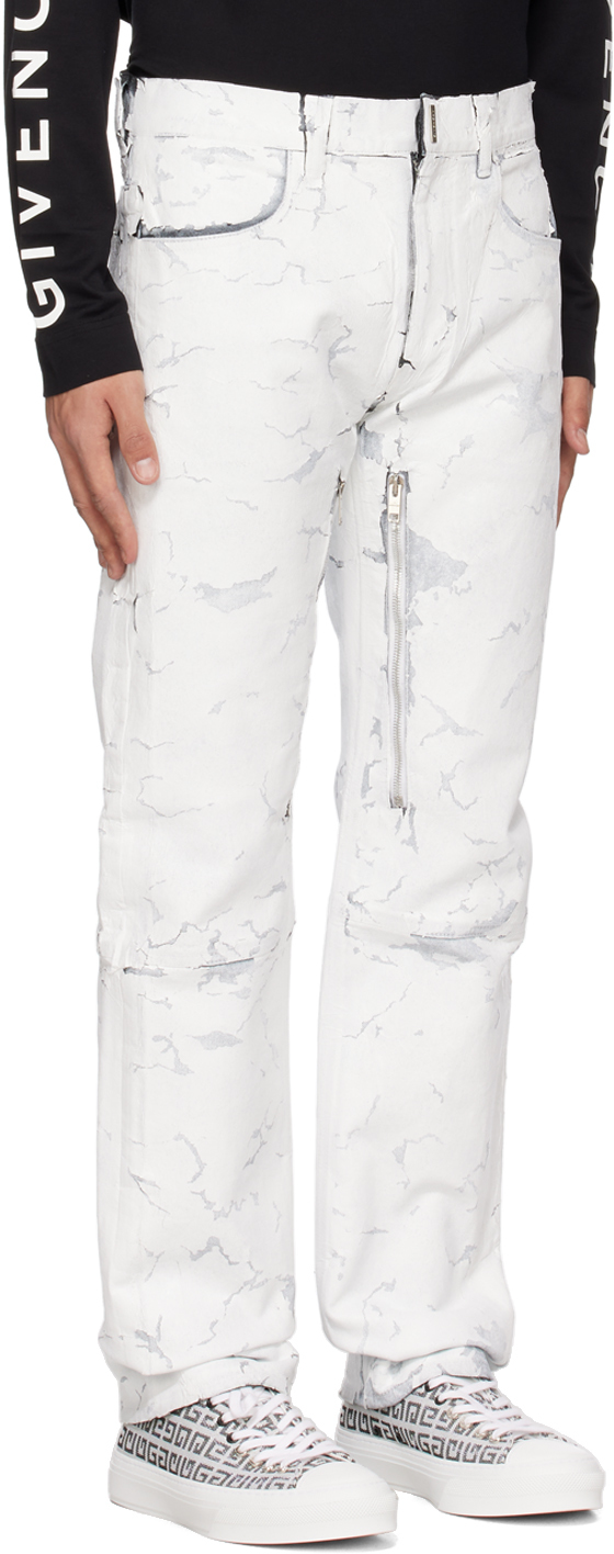 GIVENCHY Straight-Leg Distressed Painted Jeans for Men