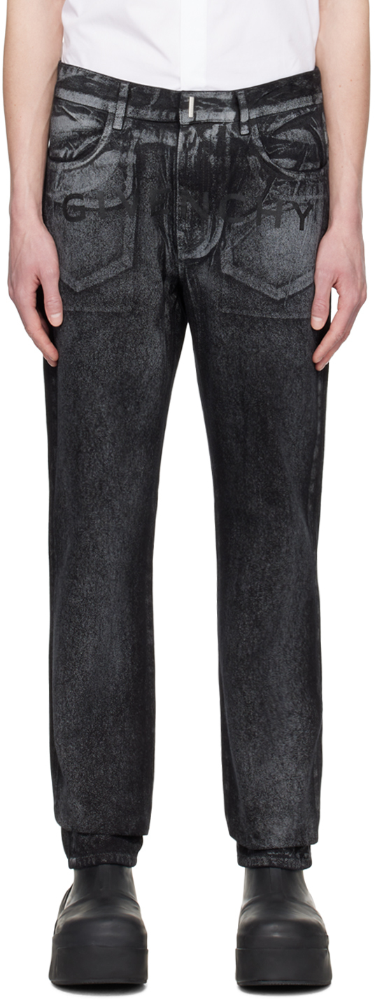 Givenchy: Black Painted Jeans | SSENSE