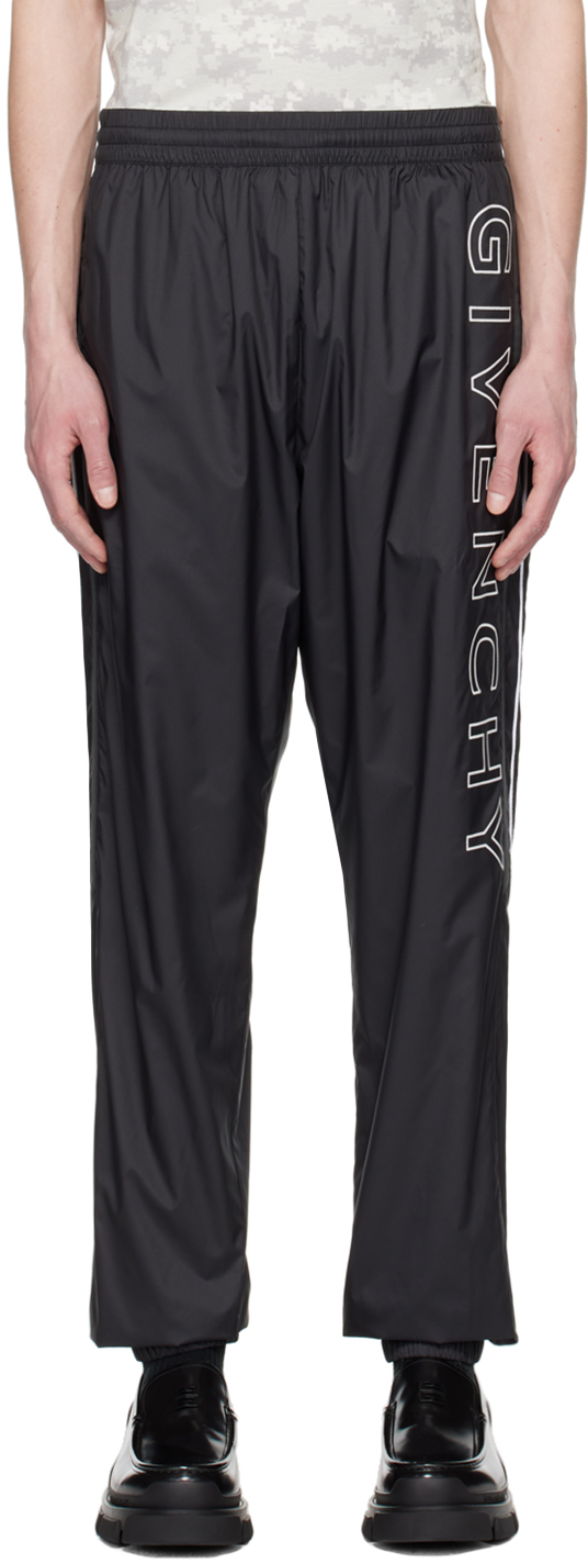 Givenchy Black Embroidered Track Trousers In 001-black