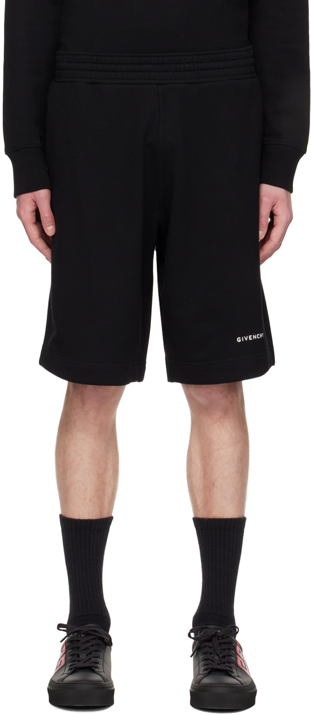Givenchy Black Printed Shorts In 001-black
