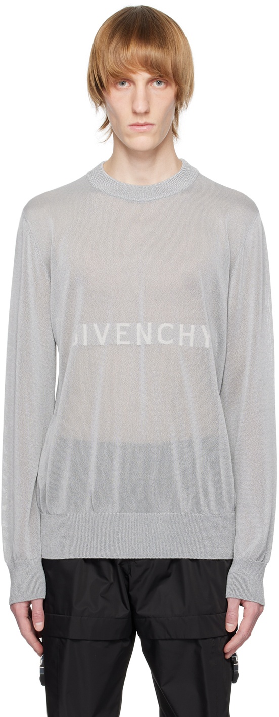 Givenchy Gray Reflective Sweater In 030-medium Grey