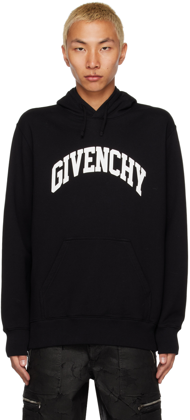 Givenchy Logo Printed Drawstring Hoodie In Black