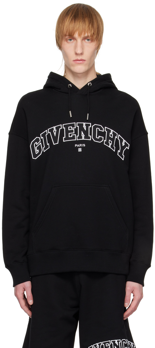 Givenchy Slim Fit Hoodie In Felpa With Patch In Black