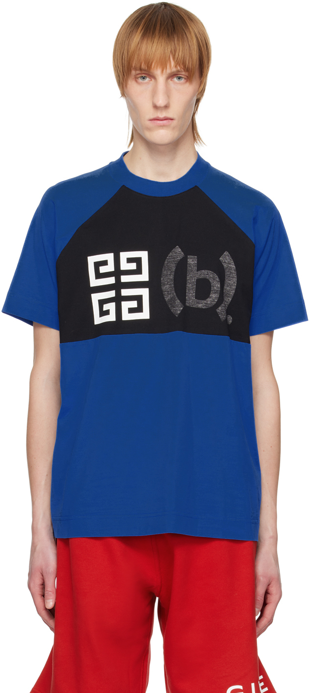 Givenchy Blue Printed T-shirt In 461-blue/black